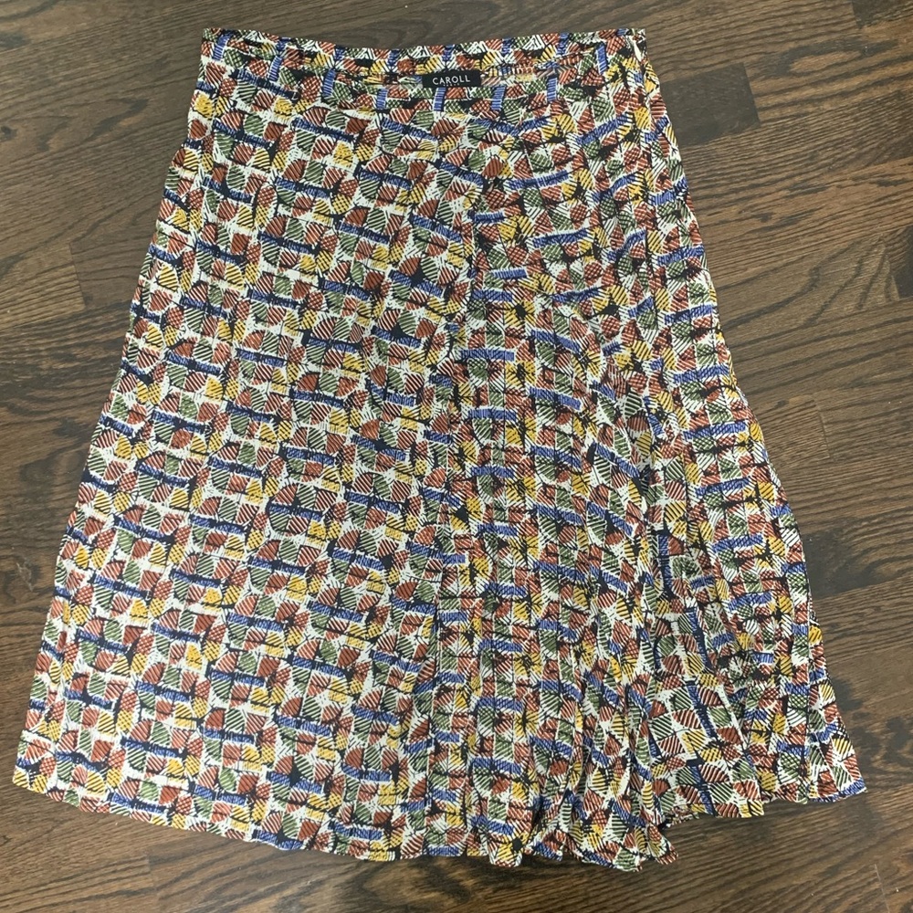 Flowy French Multicolored Midi Skirt Sz FR 40